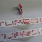 Coppia 2 logo adesivo + profilo adesivo rosso TURBO ie Fiat Uno turbo ie R.89